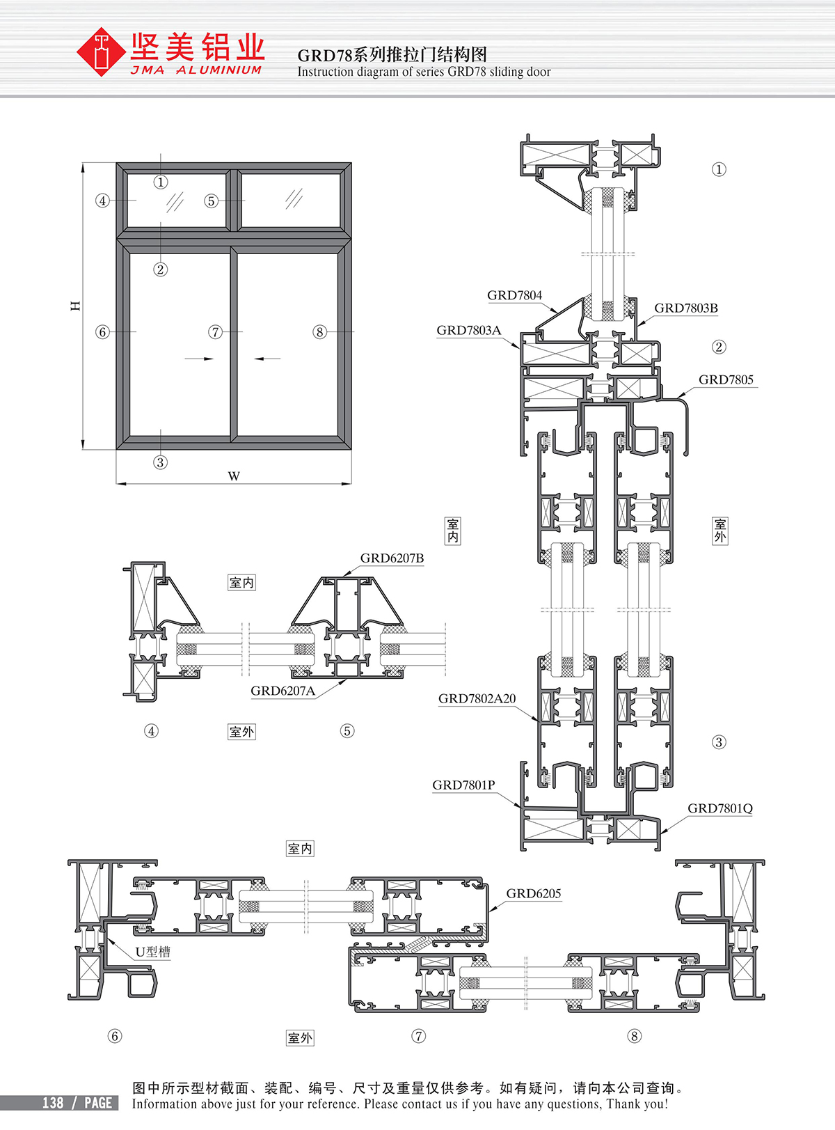 GRD78系列推拉門(mén)結(jié)構(gòu)圖